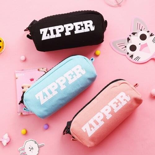 Large Canvas Pencil Cases Big Zipper Pen Bags Kawaii Pencil Box Pen Cases For Kids Gift Korean Stationery Office School Supplies
