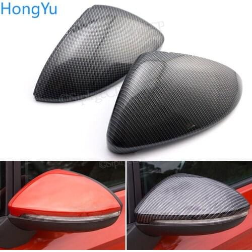 For Volkswagen VW Golf MK7 7.5 GTI 7 Golf 7 R 2013 - 2019 Side mirror cover carbon fiber pattern bright black mirror cover