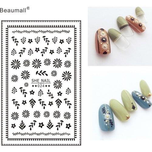 Black Nails Art Manicure Back Glue Decal Decorations Nail Sticker For Nails Tips Beauty