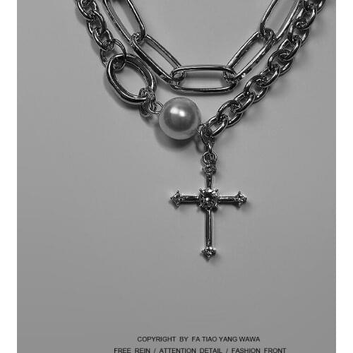 Double black cross necklace