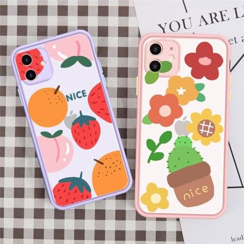 JAMULAR Colorful Flower Strawberry Phone Case For iPhone 11 Pro XS MAX XR SE 2020 X 8 7 6Plus Fruit Candy Cover Shockproof Coque
