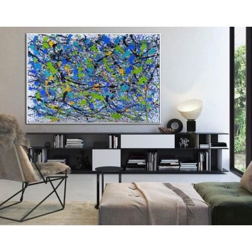 Handmade Oil Modern Abstract Art Paintings Wall Art For Living Room Decorative Painting Villa Decoration Blue Fine Canvas Art