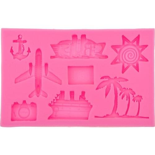 Coconut trees Hook Anchor Ship Plane, Aircraft,Sunsine Silicone for Cake Decorating Fondant Mold Chocolate Mould F0569