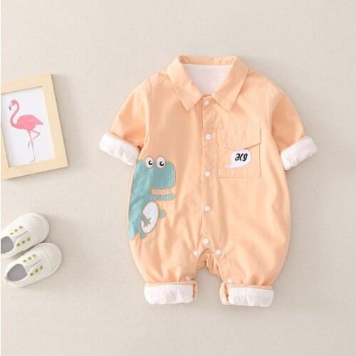 Autumn Cotton Set Dinosaur Baby Romper Long Sleeve Korean Onesie Jumpsuit Boy Baby Romper NewbornBaby Ropa Kids Clothes BW50PF