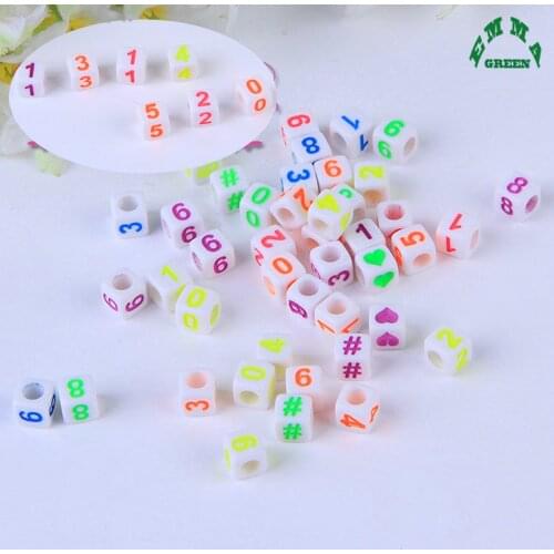 Colorful Beads for Jewelry making Acrylic Beads with Letters Square Bead 6mm 100pcs Spacer Beads for Bracelets Chunky Beads