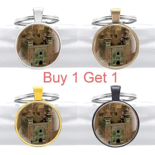 Buy 1 Get 1 Great Jerusalem Holy City Glass Dome Key Chain Classic Men Women Jewelry Key Rings