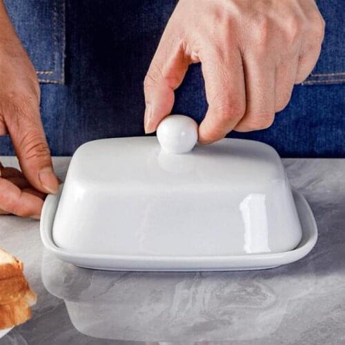 Fashion Ceramic Beef Tallow Dish with Lid Cheese Dessert Storage Box Container