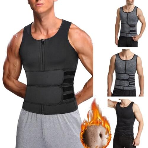 Men Neoprene Zipper Waist Trainer Vest Shapewear Body Shaper Slimming Workout Thermal Muscle Underwear Shapers Fajas Top