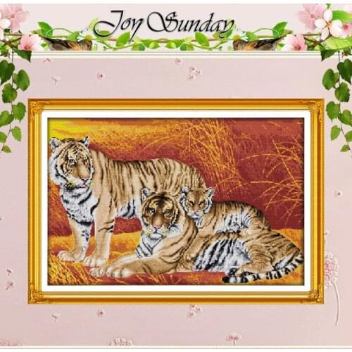 Tiger Family Patterns Counted Cross Stitch 11CT 14CT Cross Stitch Set Wholesale Animals Cross-stitch Kits Embroidery Needlework