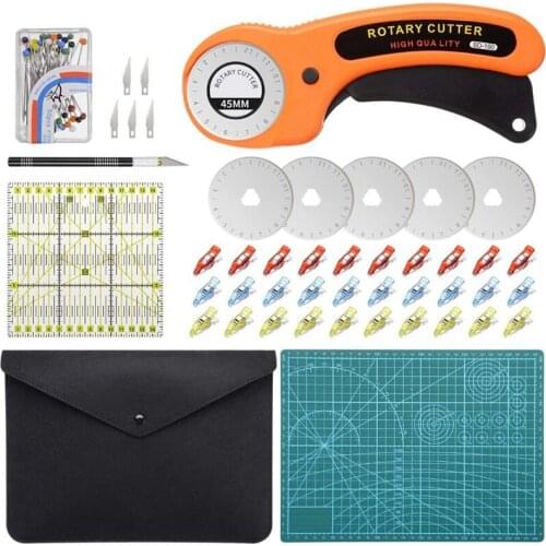 Rotary Cutter Kit, 45mm Rotary Cutter Quilting Tool and Carving Tool, for Clothes Fabric Leather DIY Sewing Crafting