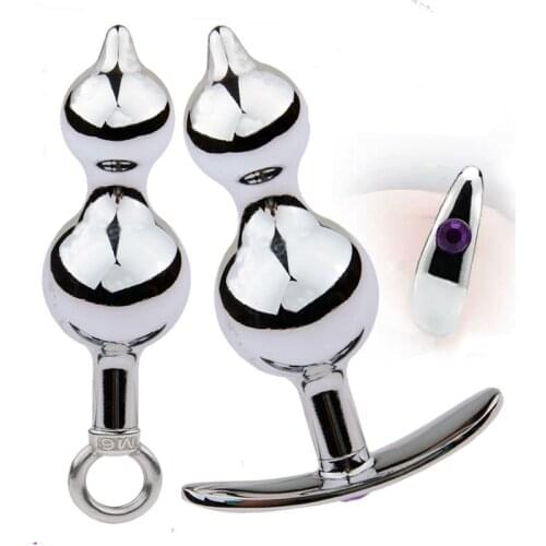 New metal anal toy 2size ball butt plug anal beads erotic sex toys for men women Vaginal anus dilatado prostate massage buttplug