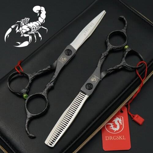 DRGSKL black scorpion mode barber cut hair scissors, 6.0 inch 440C professional hair hairdressing scissors beauty shears