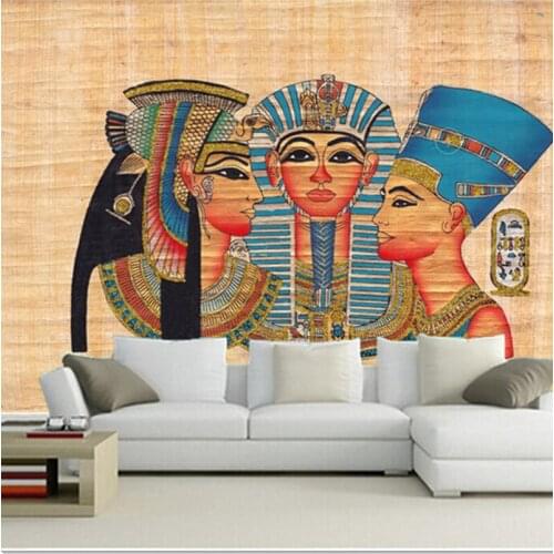 Custom 3D large mural, 3D Ancient Egyptian color figure painting papel de parede ,living room sofa TV wall bedroom wall paper
