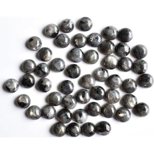 Wholesale50pcs/lot 2020 new fashionnatural black spectrolite round shape CABOCHON 8mm beads for jewelry accessories making free