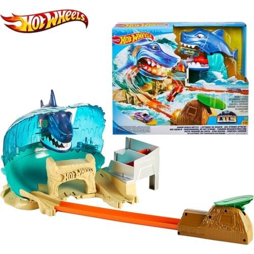 Original Hot Wheels Track City Shark Beach Battle toys Play Set Connect With Accessory Hotwheels Metal For Birthday Gift FNB21