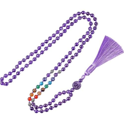 Tree of Life Chakra Tassel Necklace Handmade Wire Wrapped Crystal Point Healing Chakra Beads Necklace Women Gift