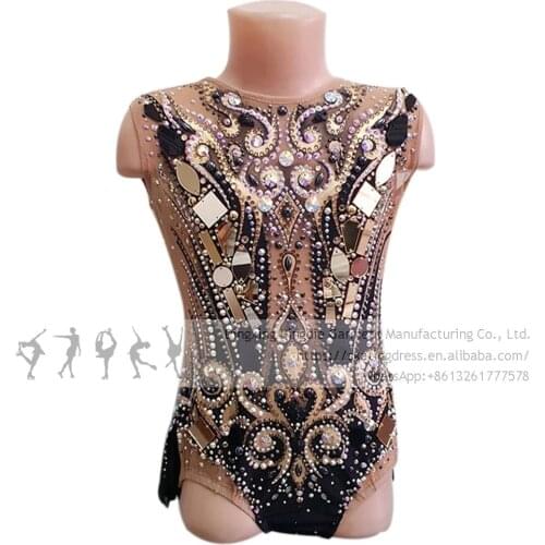 Figure Skating Dress Girls Rhythmic Leotards Kids Ice Skating Dress Belly Ballet Leotard Artistic College Costume Multicolor