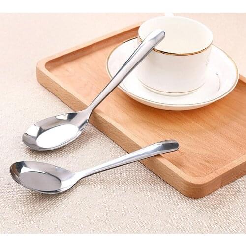 Portable Stainless Steel Long Handle Soup Spoon Teaspoon Rice Soup Dessert Spoon for Kitchen Home