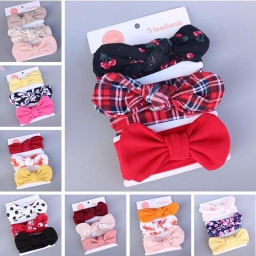 3pcs/lot Boutique Stripe Elastic Hairband Cute Bunny Ears Headband Baby Girls Headwear Hair Accessories Children Ornaments