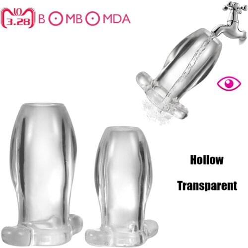 Hollow Anal Plug Transparent Enemator Anal Dilator Butt Plug Adult Anus Cleaning Enema Tool Buttplug Sex Toys for Men Women Gay