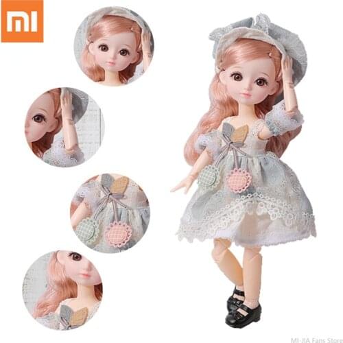 Xiaomi Youpin BJD Doll 31cm 1/6 Makeup Dress Up Cute Dolls With Dress Fashion Doll Toys for Girls 12 Inch 22 Movable Joints