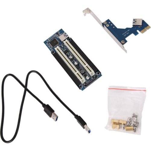 Pci-E Express X1 To Dual Pci Riser Extend Adapter Card With 1M Usb3.0 Cable For Win2000/Xp/Vista/Win7/Win8/Linux