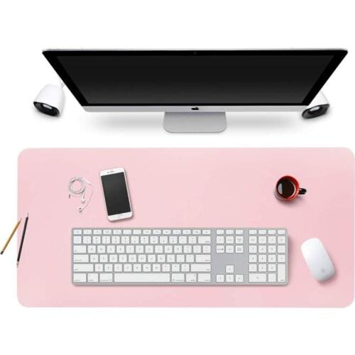 Ultra Thin Waterproof PU Leather Desk Mat Blotters Organizer with Comfortable Writing Surface-23.6"x11.8" (Pink)