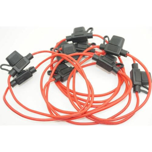 Inline Blade Middle Fuse Holder Box for Car yacht Boat Truck Auto w 16 AWG cable