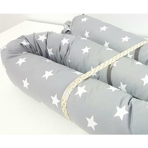 Newborn Baby Bed Bumpers Crib Safety Protection Pad Infant Cot Crib Bedding Cushion Star Print Grey White Black