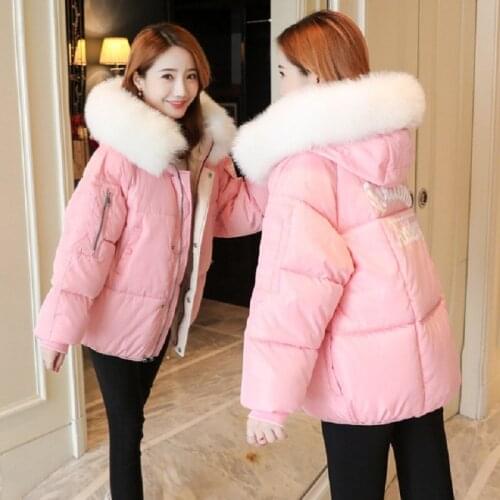 Cotton women short paragraph 2021 new winter parka jacket women hooded loose down cotton padded solid color bread clothing W864