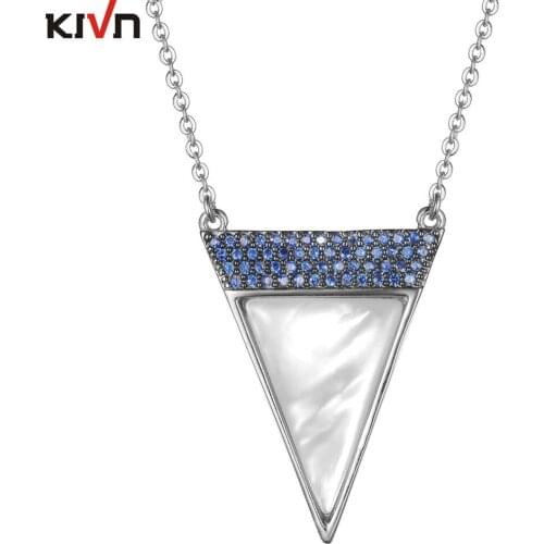 Womens Fashion Jewelry Triangle Mother of Pearl Pave CZ Cubic Zirconia Necklaces for Girls Christmas Gifts 10pcs Lot Wholesale
