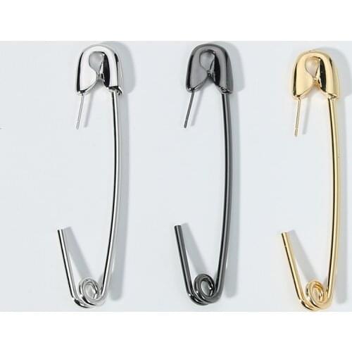 Punk Rock Alloy Safety Pin Earrings Black Gold Silver Color Exaggerated Geometric Piercing Cartilage Ear Jewelry Women Earrings