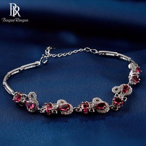 Bague Ringen Sterling Silver 925 Bracelet for Women Luxury Silver Fine Jewelry with Gemstones Emerald Sapphire Ruby Anniversary