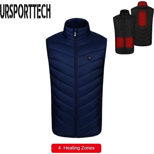 2020 USB Powered Heated Vest Men Smart Electric Heating Jacket Men Women Waistcoat Winter Cycling Fishing Trekking Down Vest 4XL