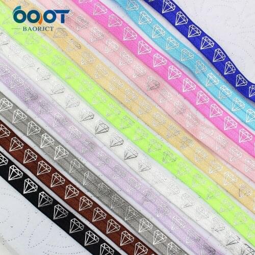 10yards 5/8''geometric bronzing Ribbon Elastic Foldover Elastics Stretch Hair Ties Headbands for Baby Girls Hair Bow E-20508-965