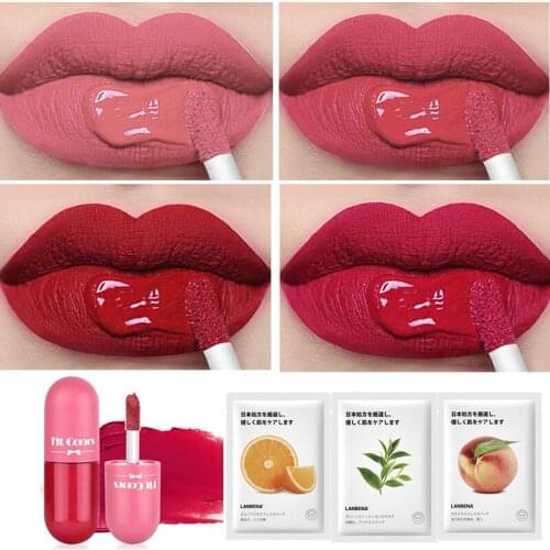 2Pcs Crystal Jelly Moisturizing Lip Gloss Lip Oil Capsules Lips Plump Waterproof Non Stick Cup Lipstick Makeup with Face Mask