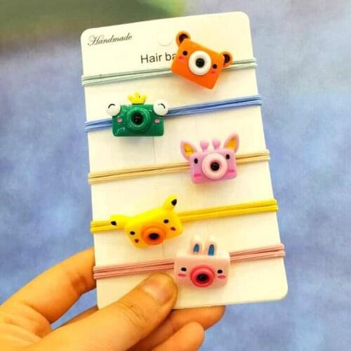 5pcs/Set Fashion girl cute Cartoons animal high elastic rubber band hair tie ponytail bandage headband hair accessories