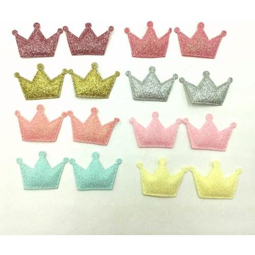 80pcs 4*2.7cm Glitter Paillette Pads Patches Crown Appliques for Craft Clothes Sewing Supplies DIY Hair Clip Accessories