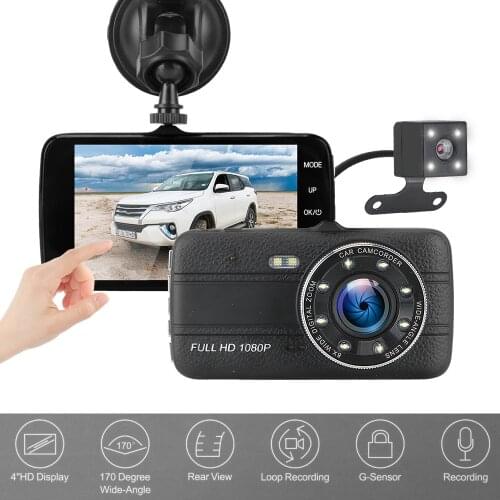 Dual Lens Auto Accessories HD 1080P Video Recorder Camera G-sensor Dash Cam 4" Car DVR Auto DashCam 170° Wide Angle