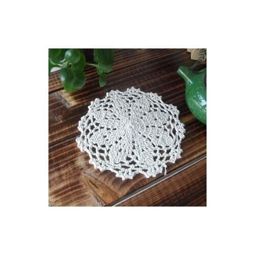 Free shipping ZAKKA 5 pic/lot beige 15cm round crochet cotton doilies heat pad photo props pot holder as kitchen accessories