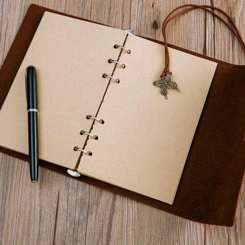 80 Sheets Notebook Refill Inner A6 Paper Pages Vintage Retro Kraft Paper Yearly Agenda Planner Notebook Travel Diary Journals