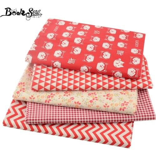 Booksew Geometric Patterns Plaid Red Bright Color Apparel Cotton Fabrics by Per Meters for Sewing Needwork Material Patchwork