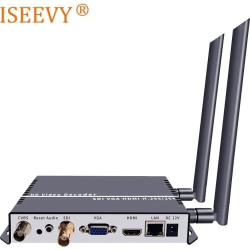 ISEEVY WiFi H.265 H.264 IP to SDI Decoder with SDI HDMI VGA CVBS Output support RTMP RTSP RTP UDP HTTP network stream decoding