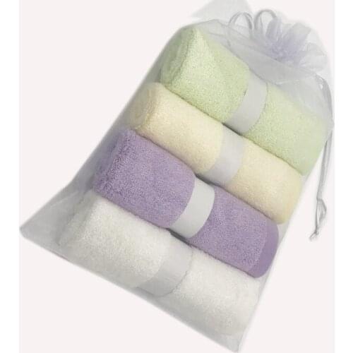 4 Pack/set bamboo Baby washcloths Natural bamboo/Cotton fiber baby towel Size 12"x12" with hanging hook mesh bag package