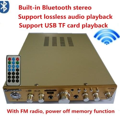 300W Built-in Bluetooth stereo home AMP AV-338 Karaoke 5channel highpower amplifier With FM radio USB Play Dual microphone input