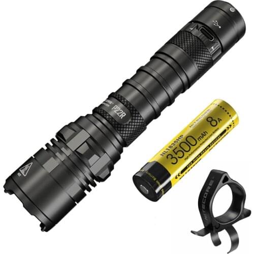 NITECORE P22R USB Charging Flashlight XHP35 HD LED max 1800 Lumen Beam Throw 262 Meter Tactical Torch 18650 3500mAh 8A battery