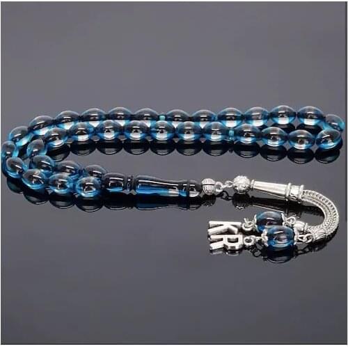 Blue Smeared Amber Powder Personalized letter Rosary