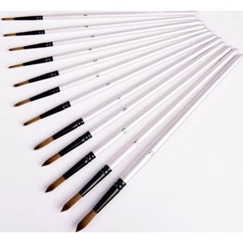 Artist Paint Brush Portable 12Pcs/Set Oil Painting Brushes Wooden Handle Drawing Art Supplies Patchwork Color Multi-function