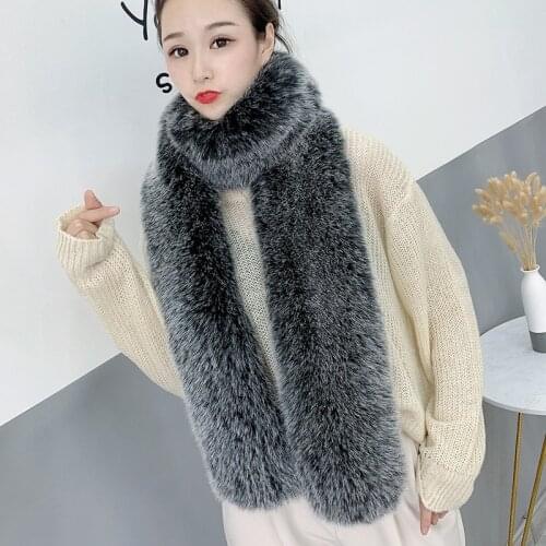 Imitation fur fox hair shawl womens long thicker warm winter scarf faux fur scarf