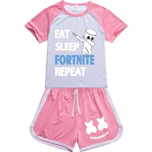 Fortnite Baby Boy Girl Clothes Suits Summer Printed T-Shirts Shorts 2-Piece Children Clothing Set Fashion Kids Home Sport Suit